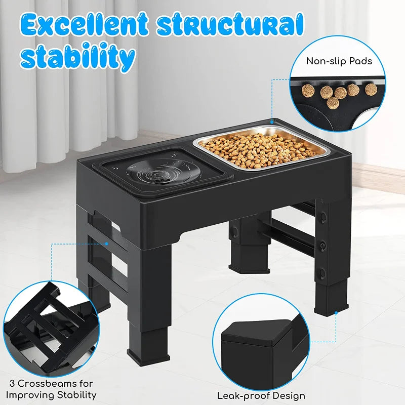 French Bulldog Food and Water Station 2 options: Stainless Steel or Slow Feeder