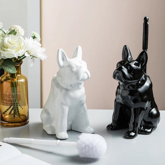 French Bulldog Ceramic Toilet Brush Holder