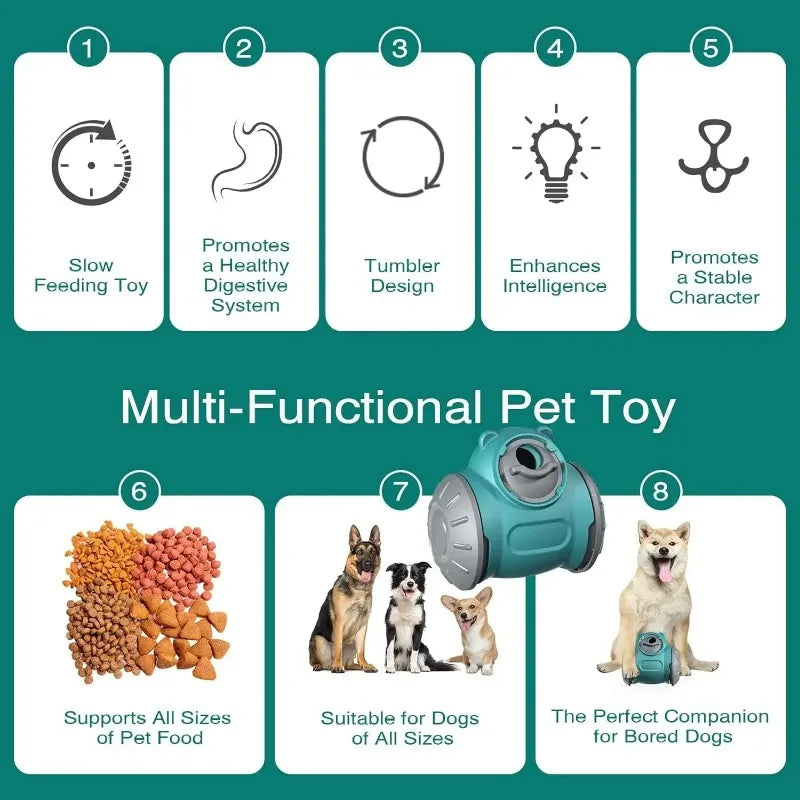 Rolling Slow Feeder Toy Interactive French Bulldog Puzzle Toys Durable Dog Food Treat Dispenser Mental Stimulation