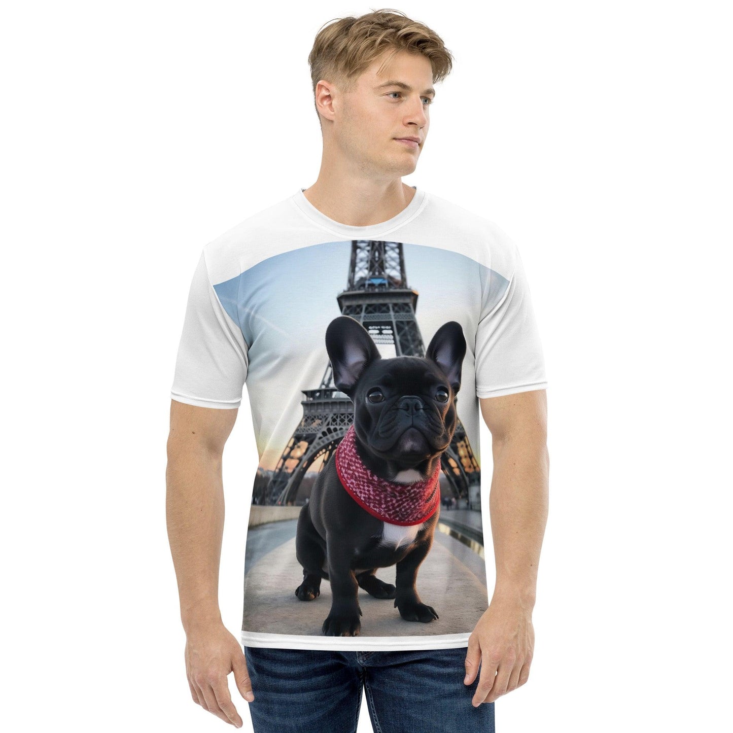 Parisian Pooch - Black Frenchie & Eiffel Tower' T-shirt - Frenchie Emporium