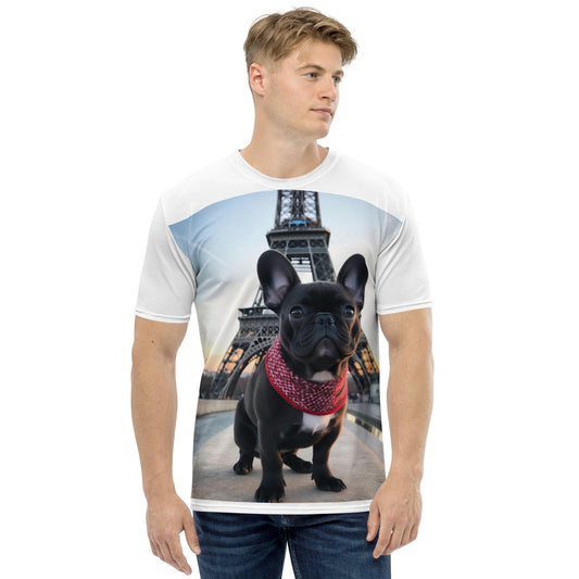 Parisian Pooch - Black Frenchie & Eiffel Tower' T-shirt - Frenchie Emporium