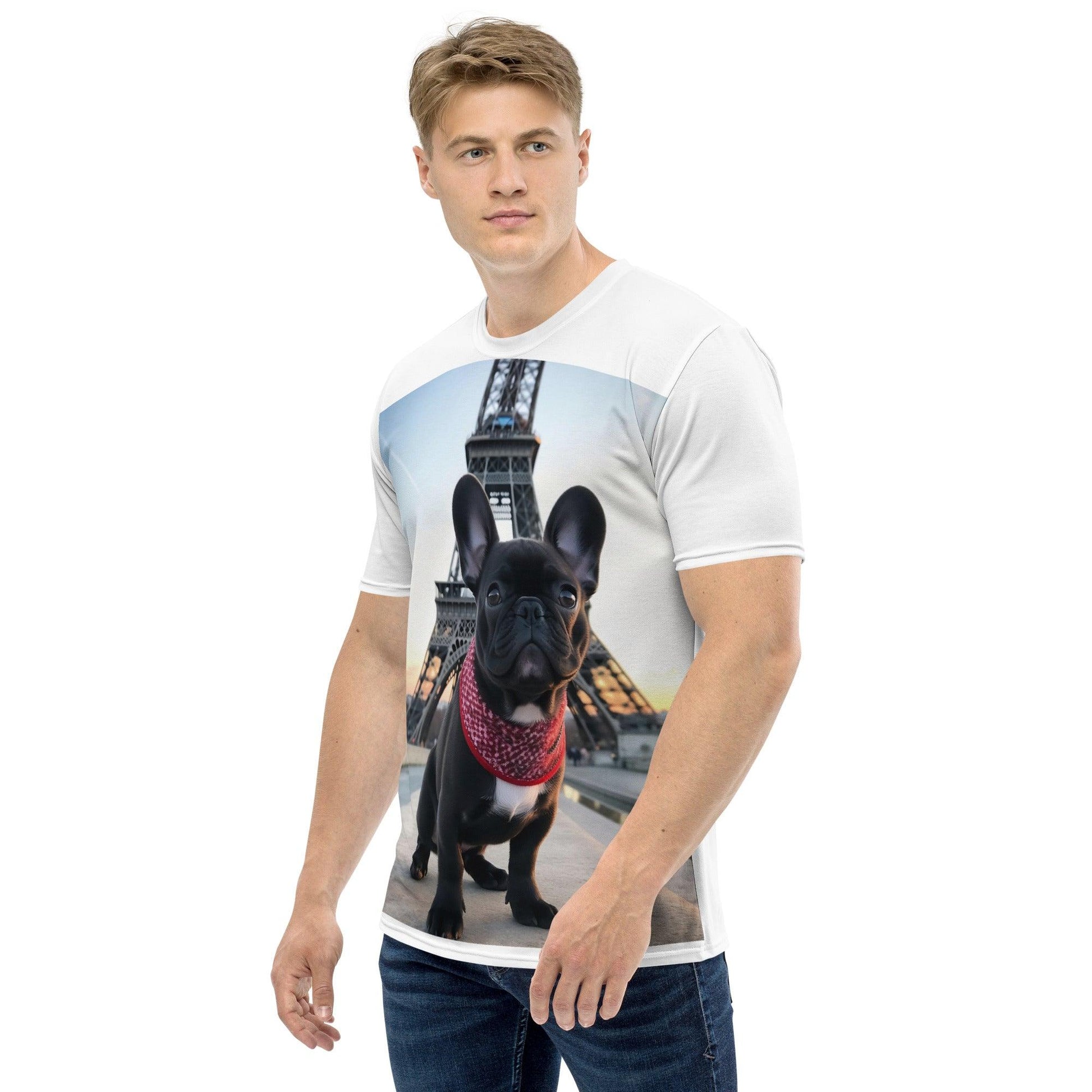 Parisian Pooch - Black Frenchie & Eiffel Tower' T-shirt - Frenchie Emporium