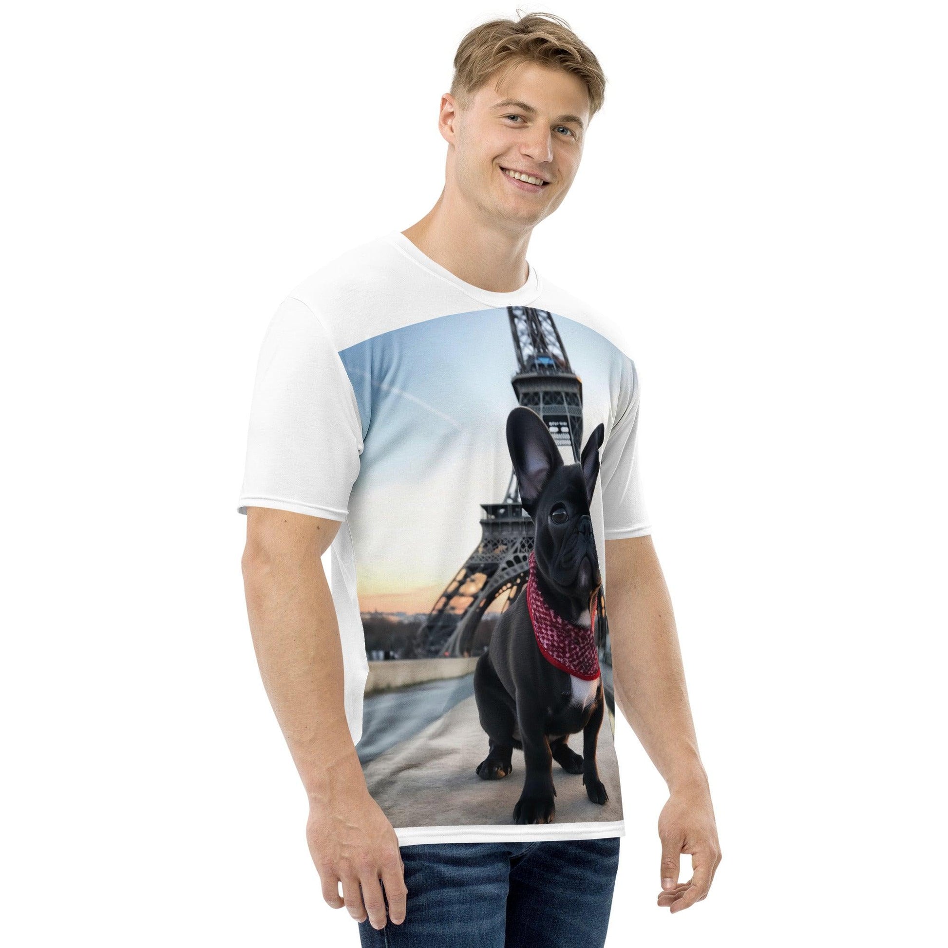 Parisian Pooch - Black Frenchie & Eiffel Tower' T-shirt - Frenchie Emporium