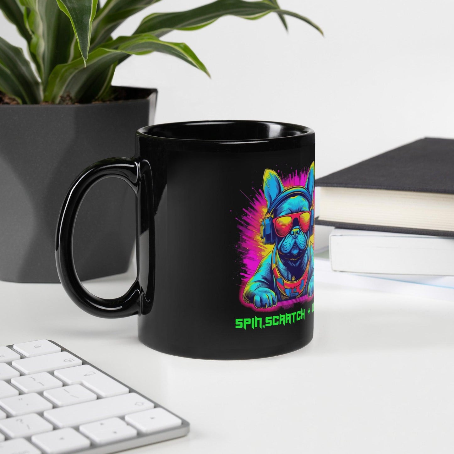 Spin, Scratch & Wag French Bulldog Black glossy Mug - Frenchie Emporium