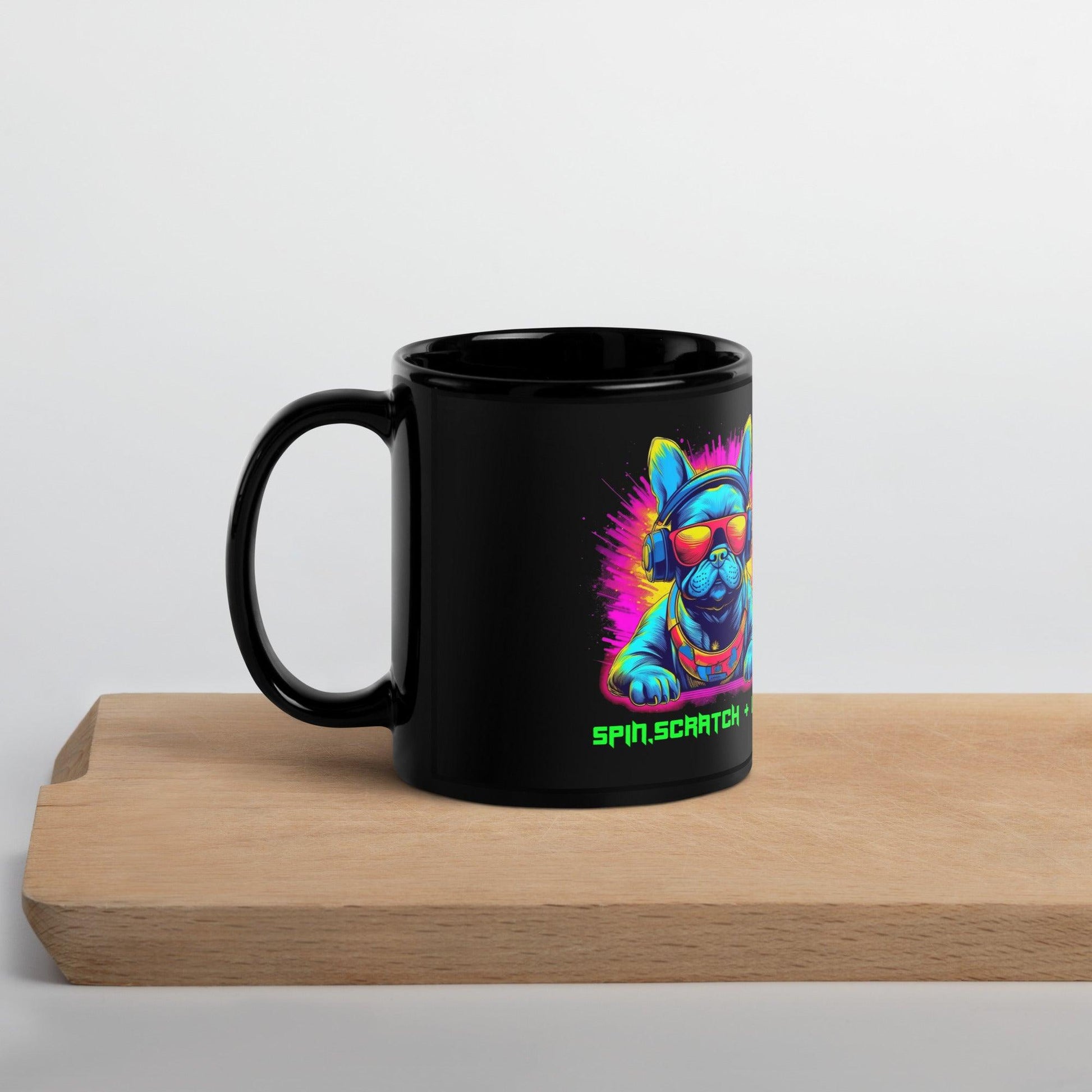 Spin, Scratch & Wag French Bulldog Black glossy Mug - Frenchie Emporium