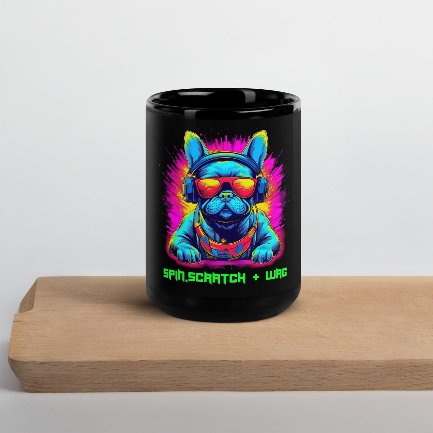 Spin, Scratch & Wag French Bulldog Black glossy Mug - Frenchie Emporium