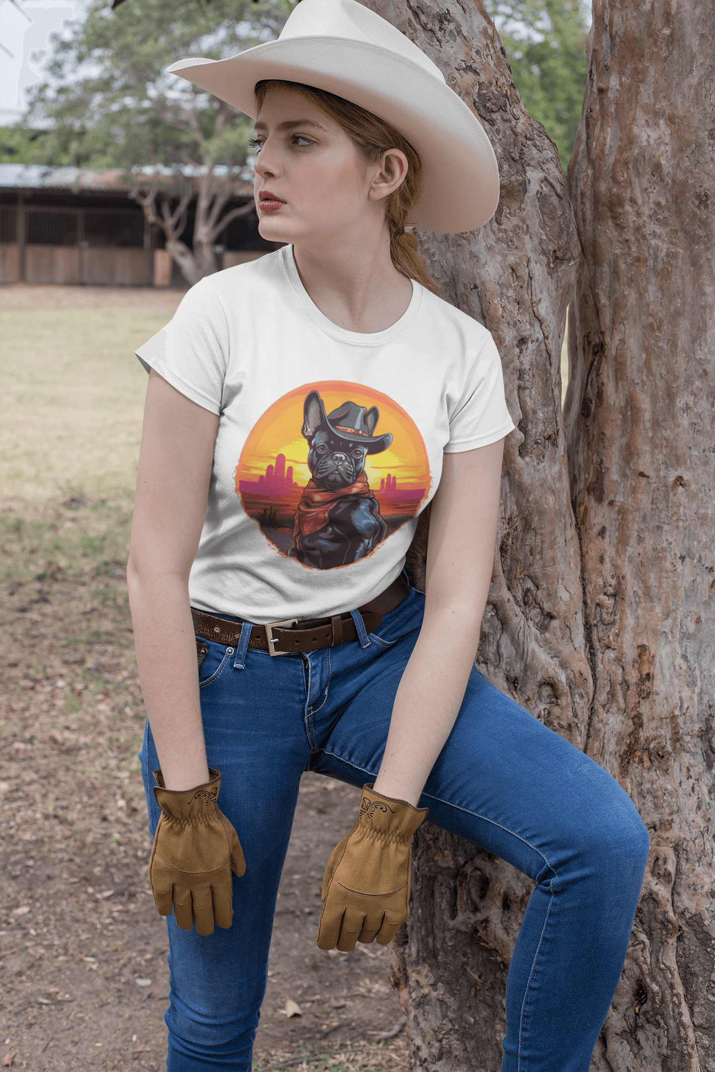 Wild West Cowboy Style Frenchie T-shirt - Frenchie Emporium