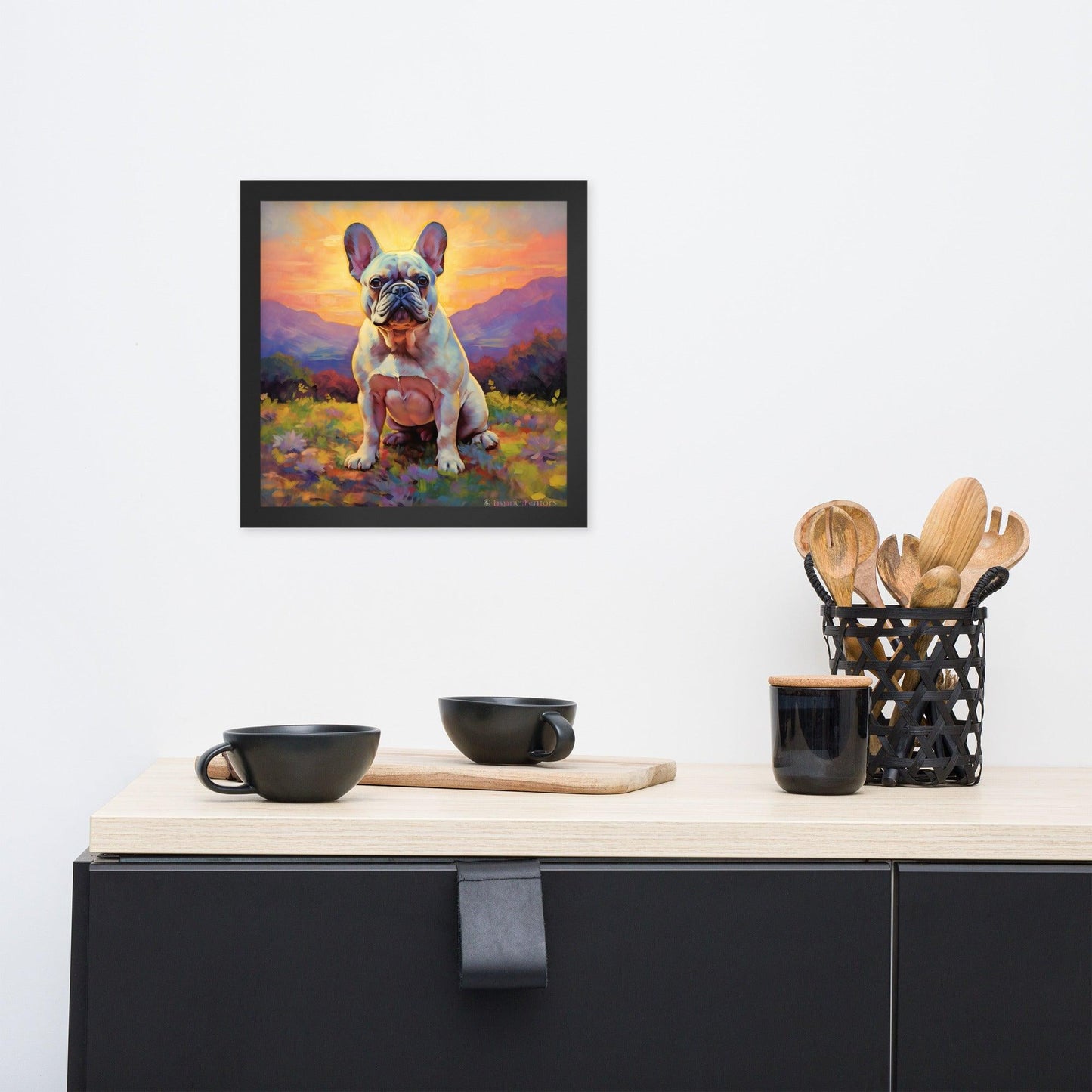 Impressionist Frenchie - Tranquil Landscape Framed Poster - Frenchie Emporium