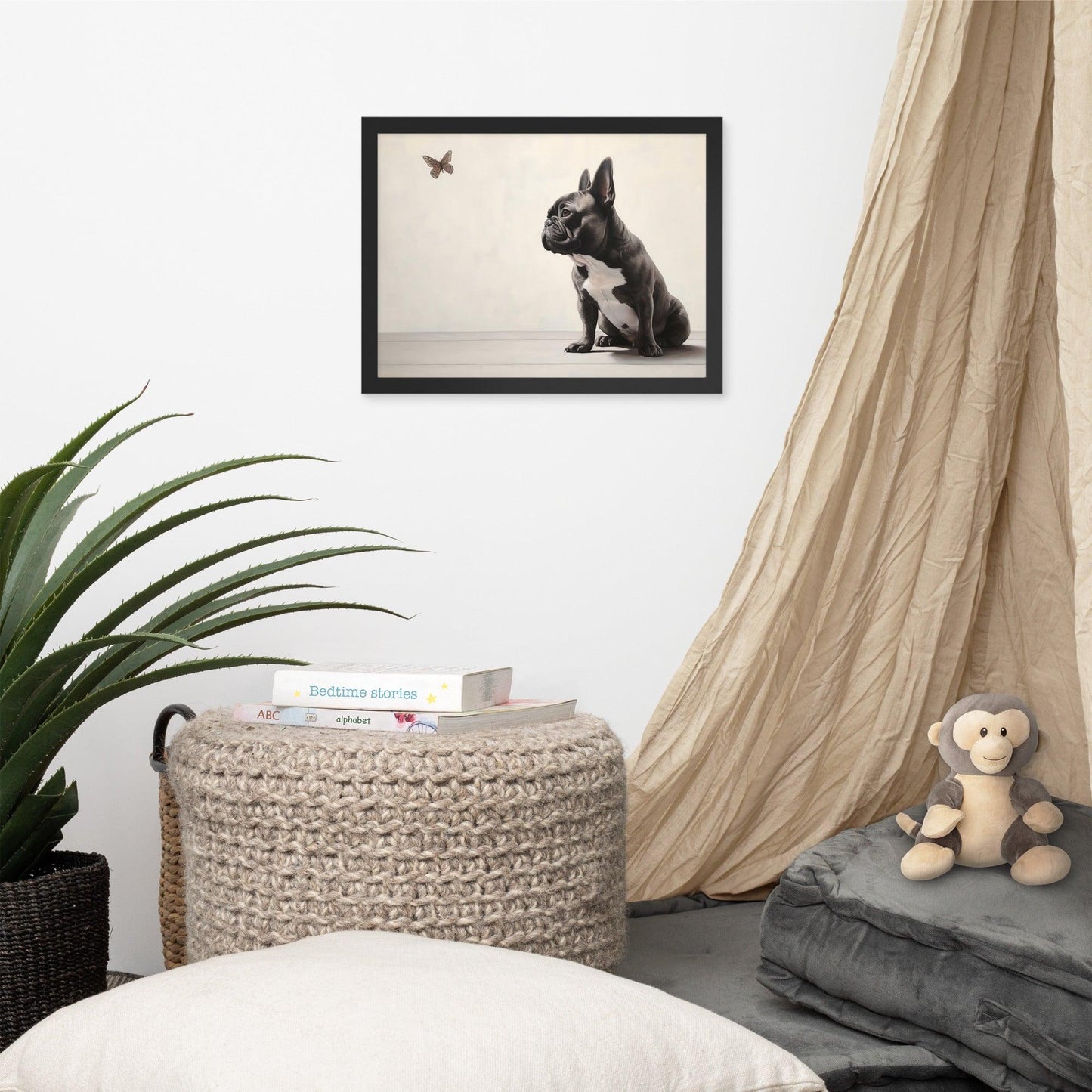 Frenchie Butterfly Gaze - Framed Poster - Frenchie Emporium