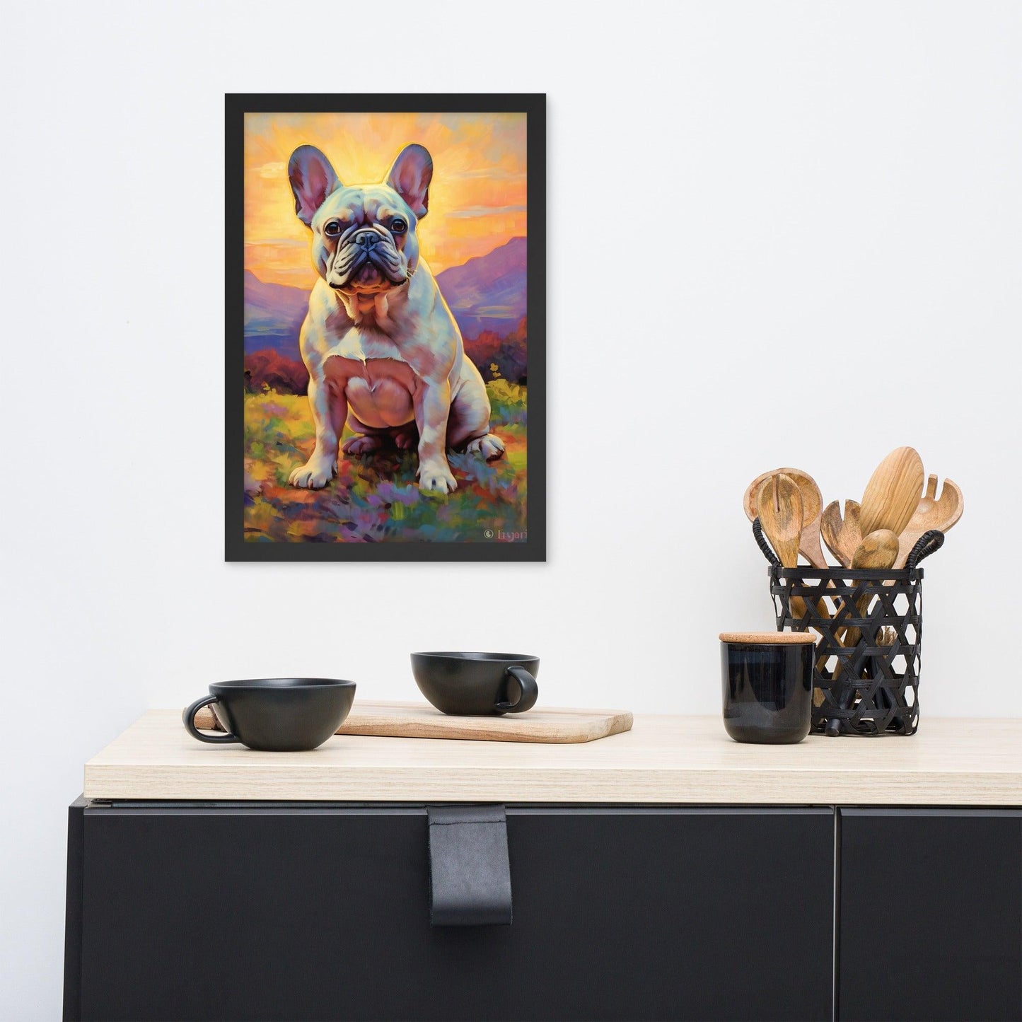 Impressionist Frenchie - Tranquil Landscape Framed Poster - Frenchie Emporium