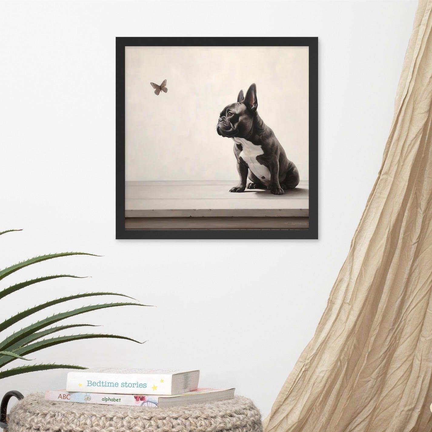 Frenchie Butterfly Gaze - Framed Poster - Frenchie Emporium