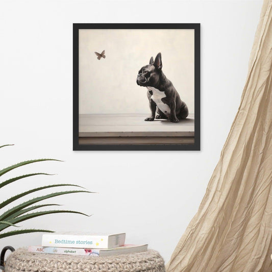 Frenchie Butterfly Gaze - Framed Poster - Frenchie Emporium
