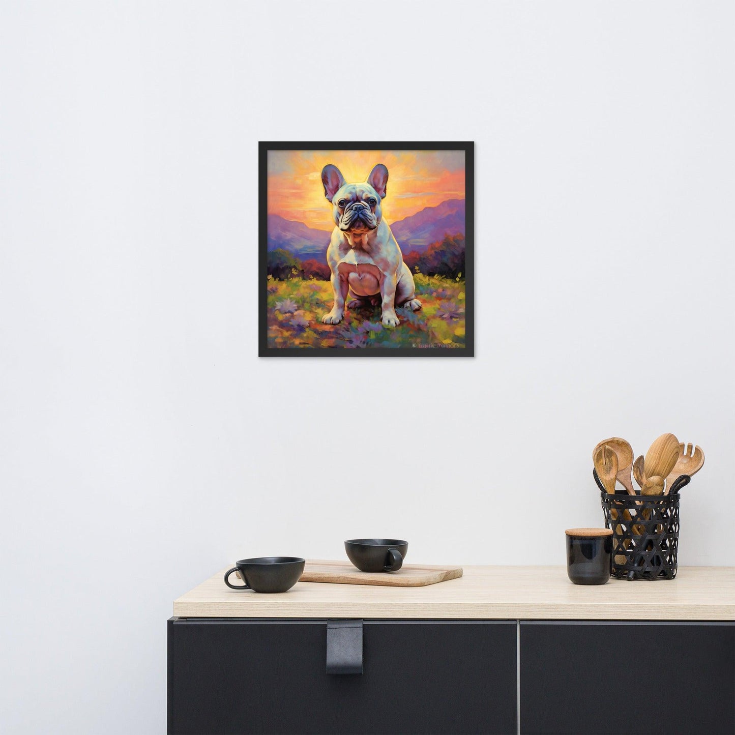 Impressionist Frenchie - Tranquil Landscape Framed Poster - Frenchie Emporium