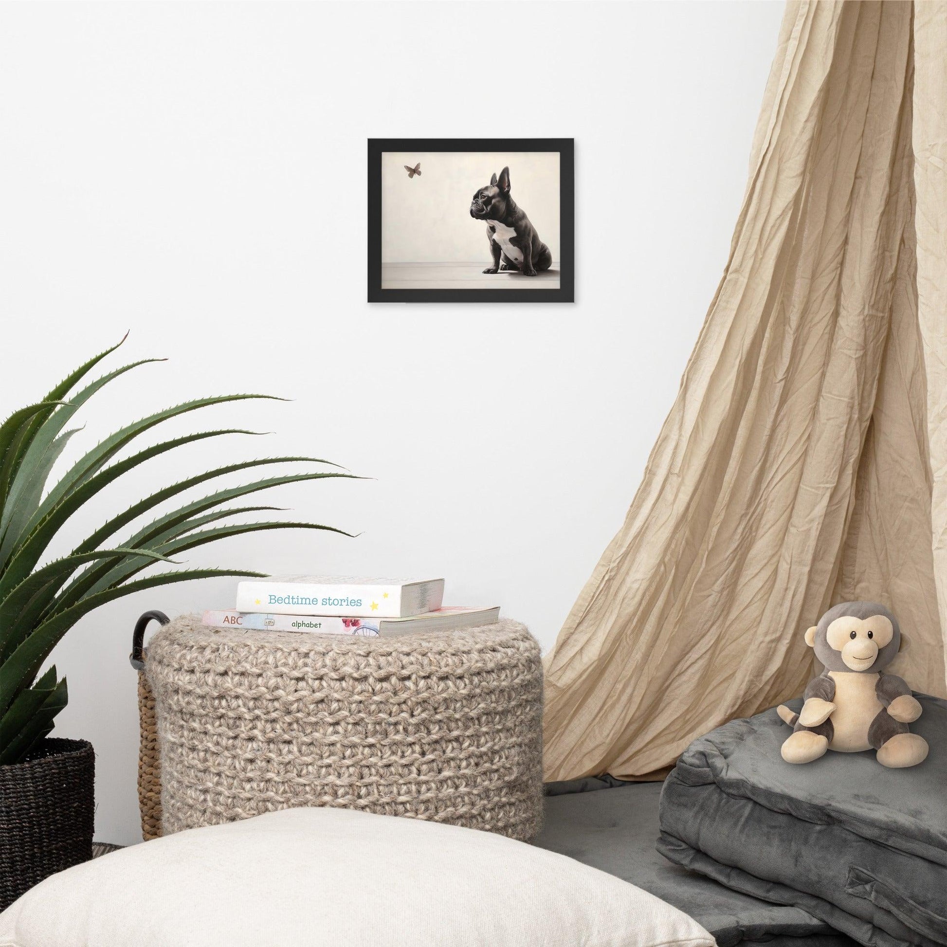 Frenchie Butterfly Gaze - Framed Poster - Frenchie Emporium