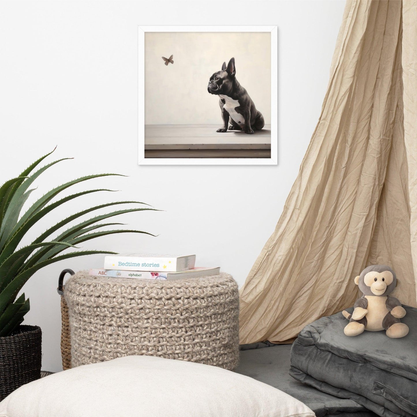 Frenchie Butterfly Gaze - Framed Poster - Frenchie Emporium
