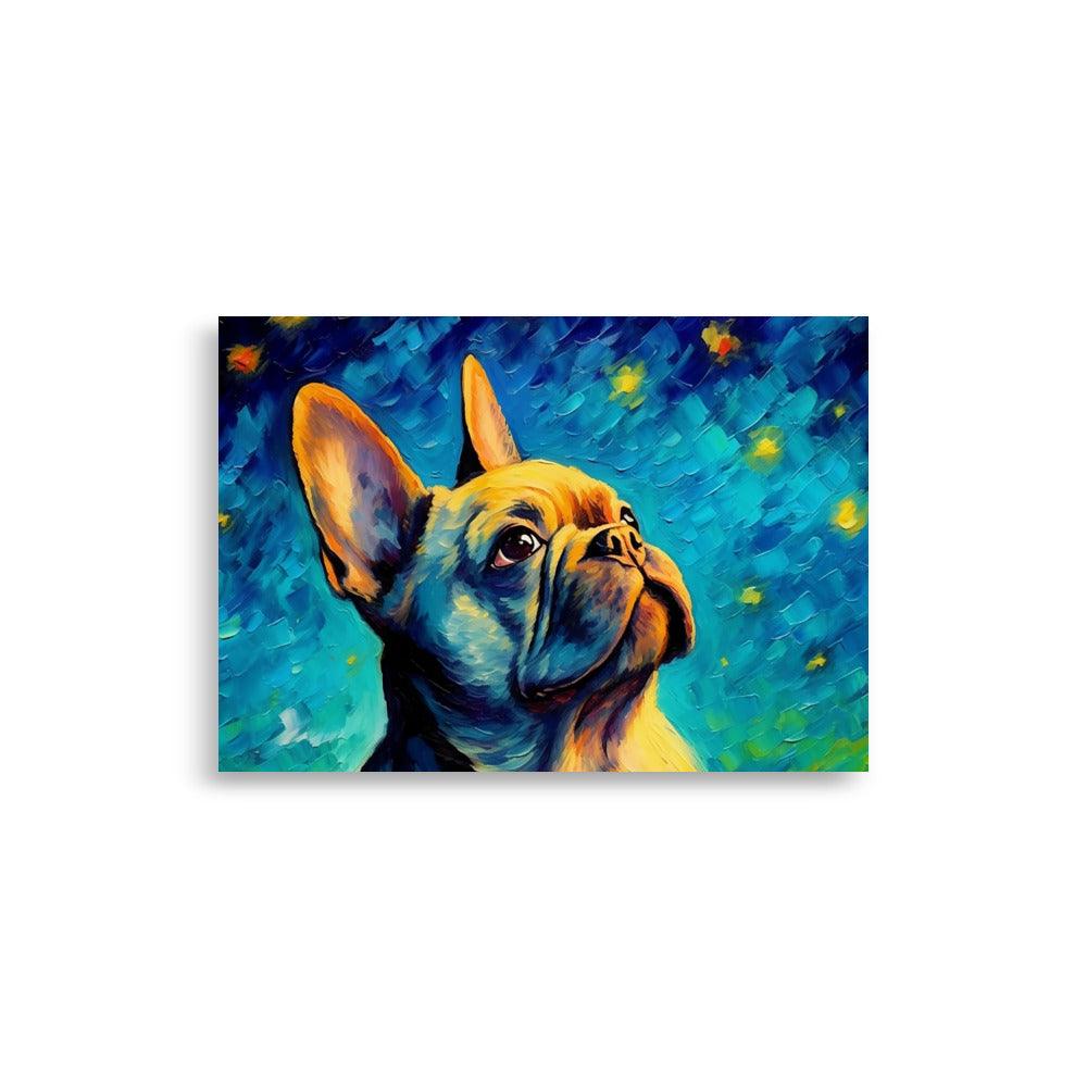 Starlit Paws - French Bulldog under the Twinkling Sky Poster - Frenchie Emporium