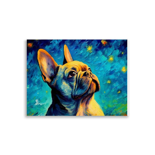 Starlit Paws - French Bulldog under the Twinkling Sky Poster - Frenchie Emporium
