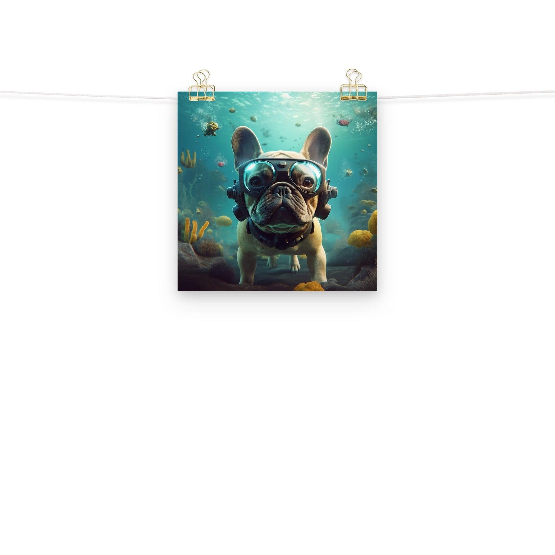 Aqua Frenchie Poster - Frenchie Emporium