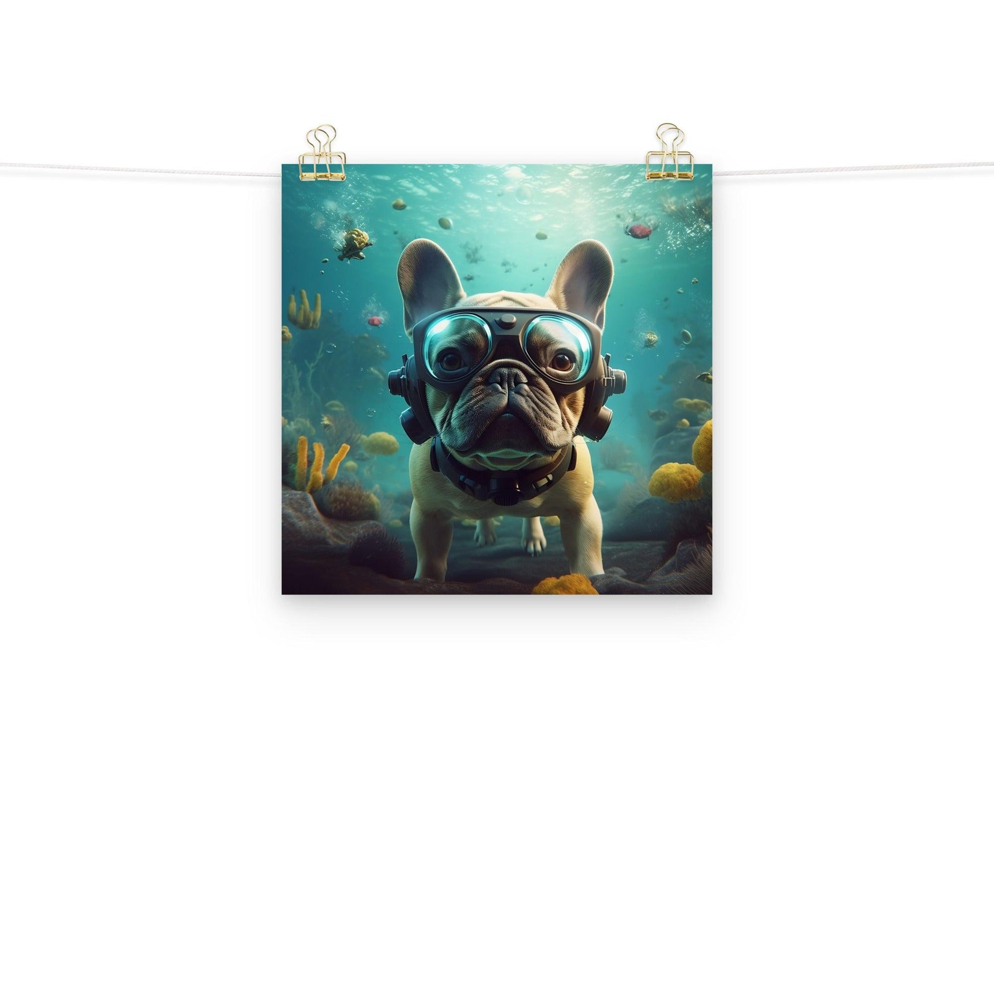 Aqua Frenchie Poster - Frenchie Emporium