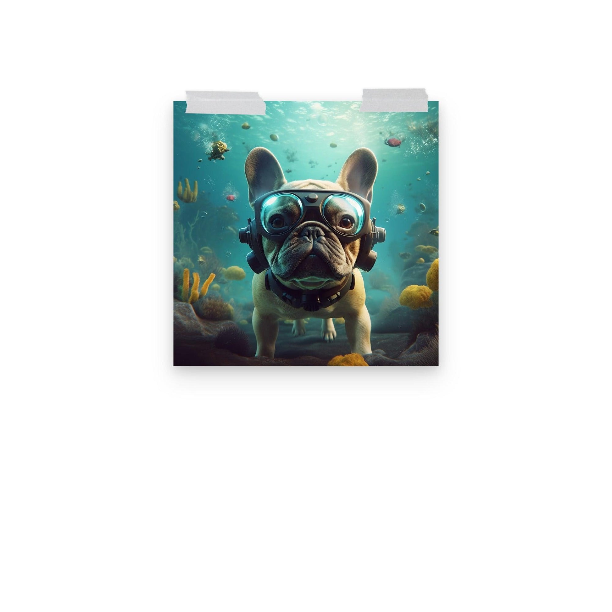 Aqua Frenchie Poster - Frenchie Emporium