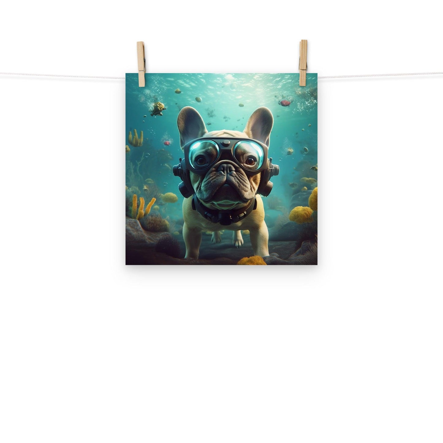 Aqua Frenchie Poster - Frenchie Emporium