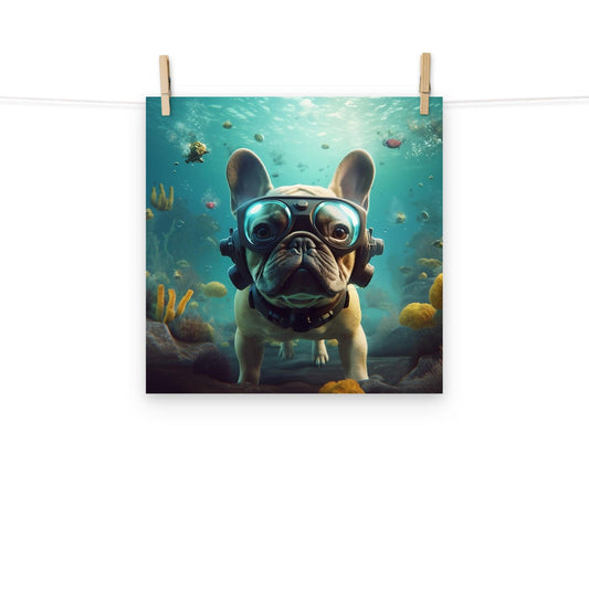 Aqua Frenchie Poster - Frenchie Emporium