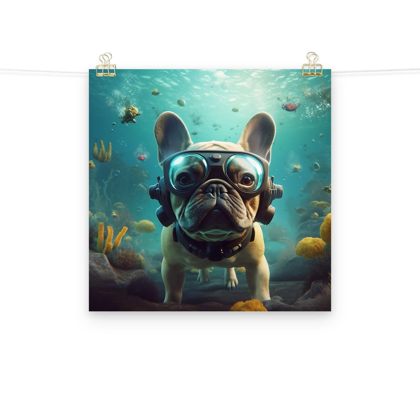 Aqua Frenchie Poster - Frenchie Emporium