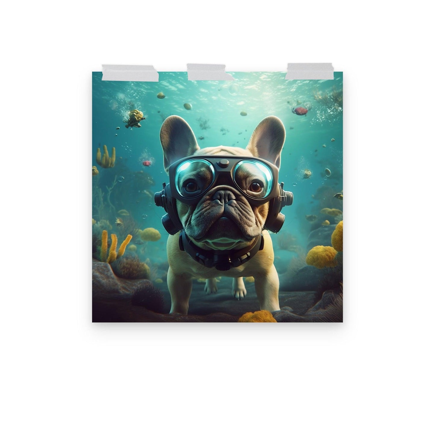 Aqua Frenchie Poster - Frenchie Emporium