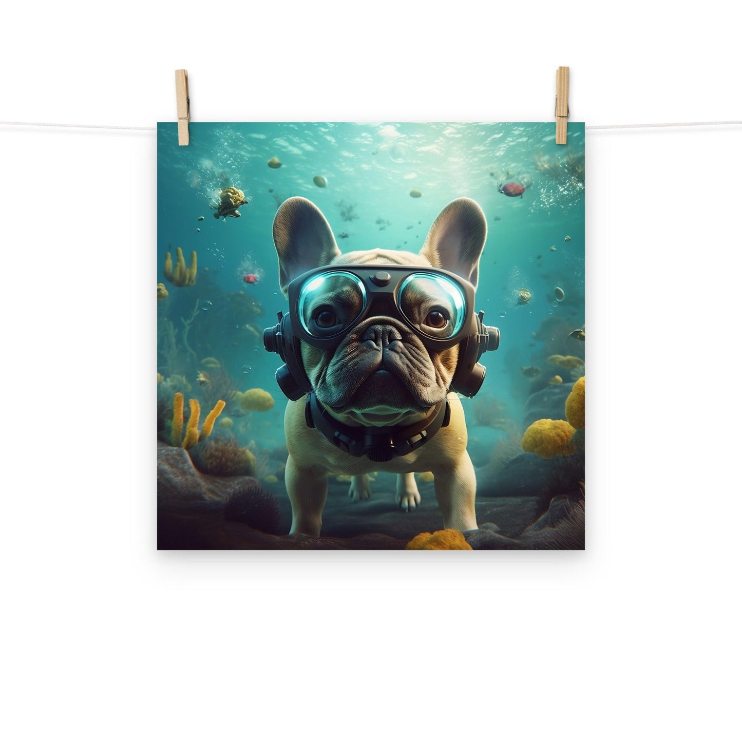 Aqua Frenchie Poster - Frenchie Emporium