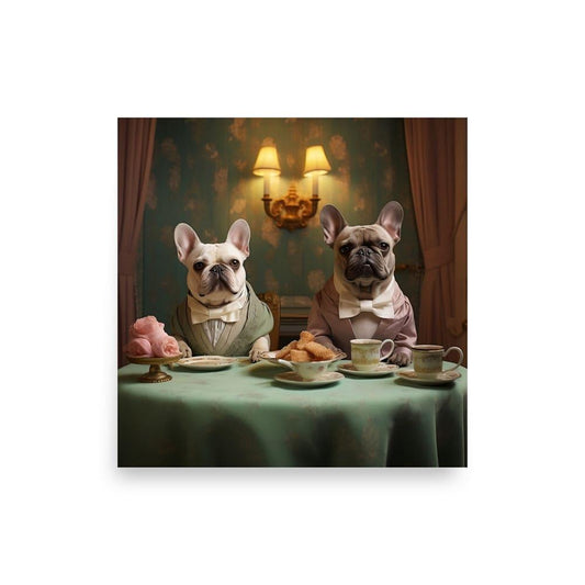 "French Bulldog English Tea Time" - Poster - Frenchie Emporium