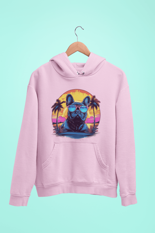 French Bulldog "Neon Sunset Serenity" - Unisex Hoodie - Frenchie Emporium