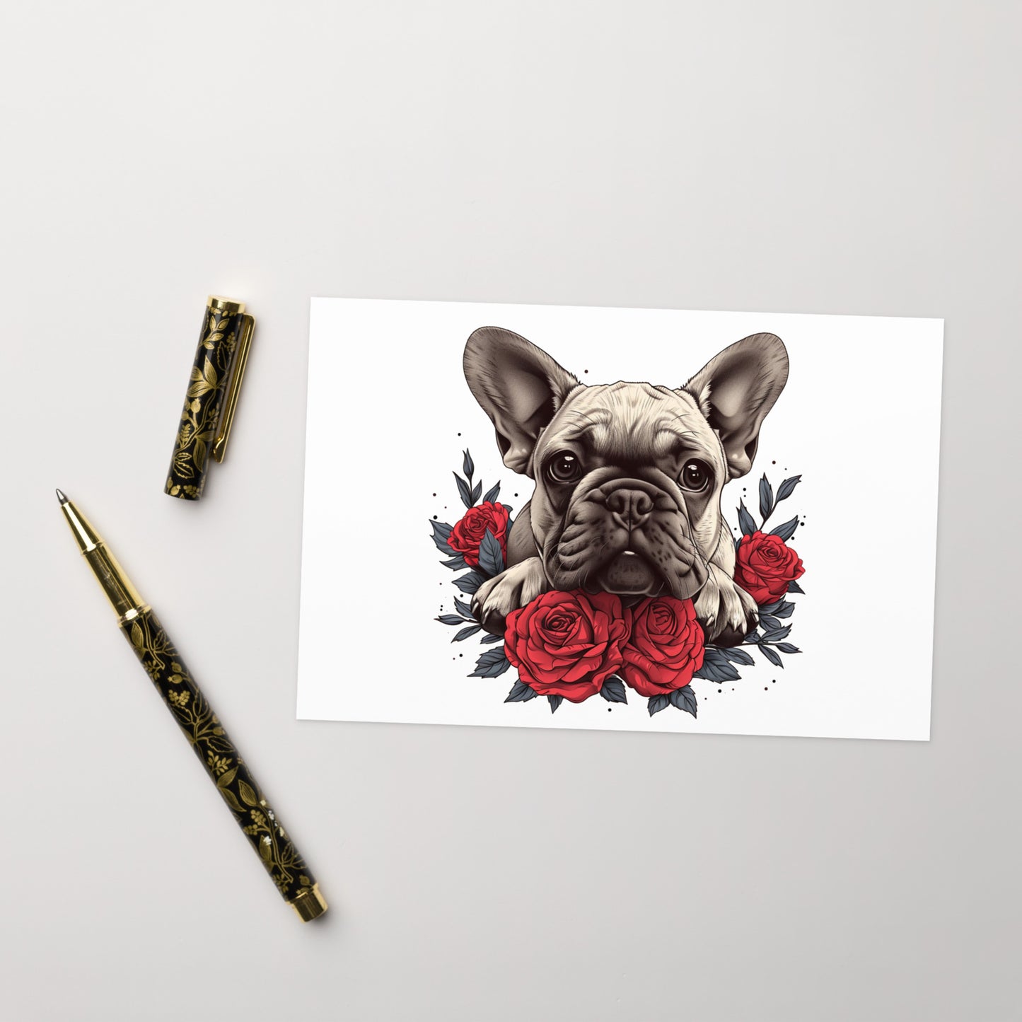 Love in Bloom- French Bulldog Valentine's Day Greeting Card