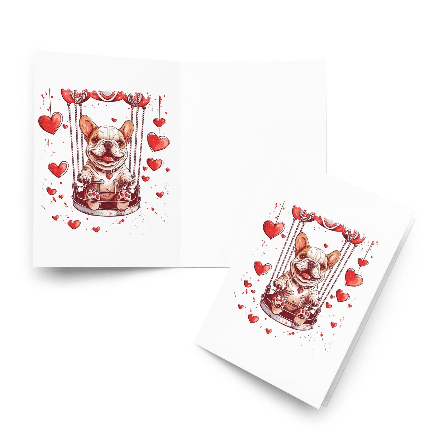 "Swinging Hearts" - Greeting card - Frenchie Emporium