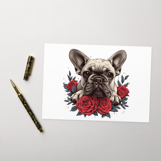 Love in Bloom- French Bulldog Valentine's Day Greeting Card