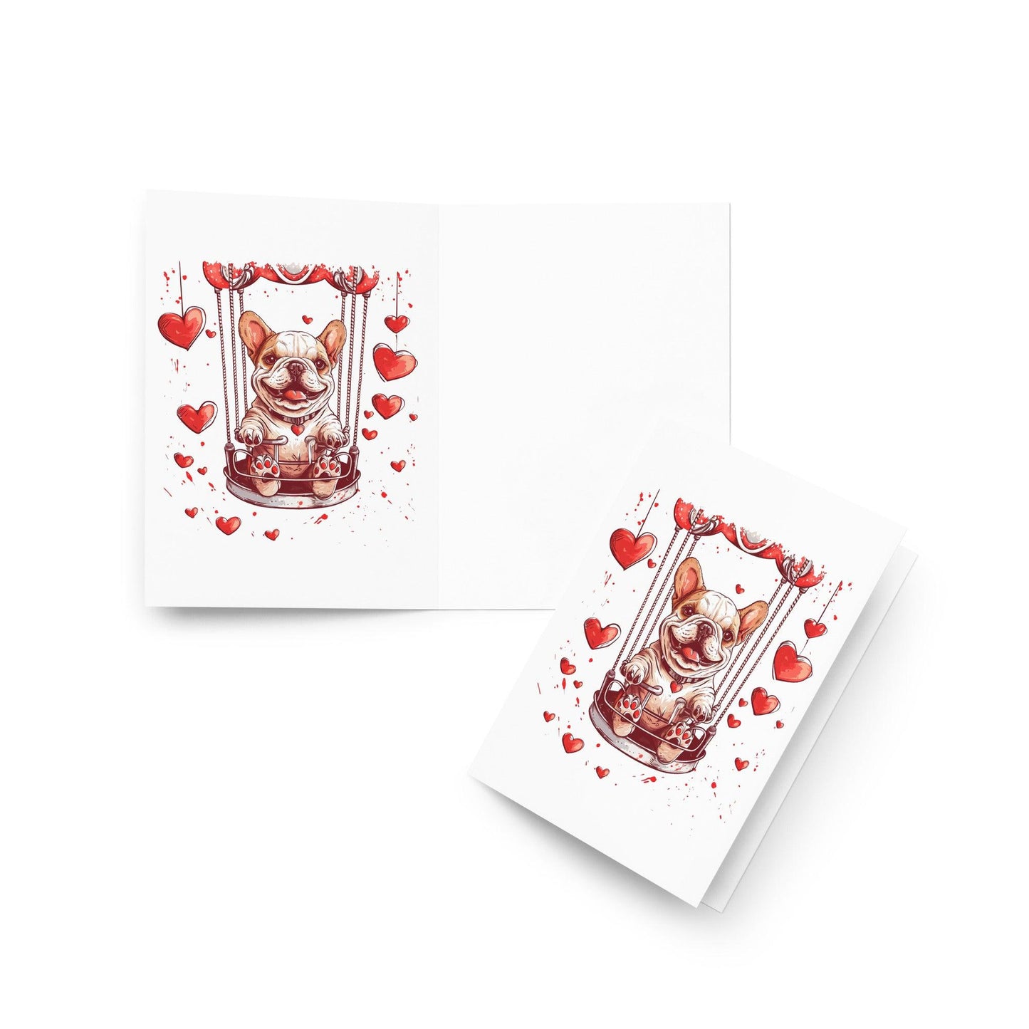 "Swinging Hearts" - Greeting card - Frenchie Emporium
