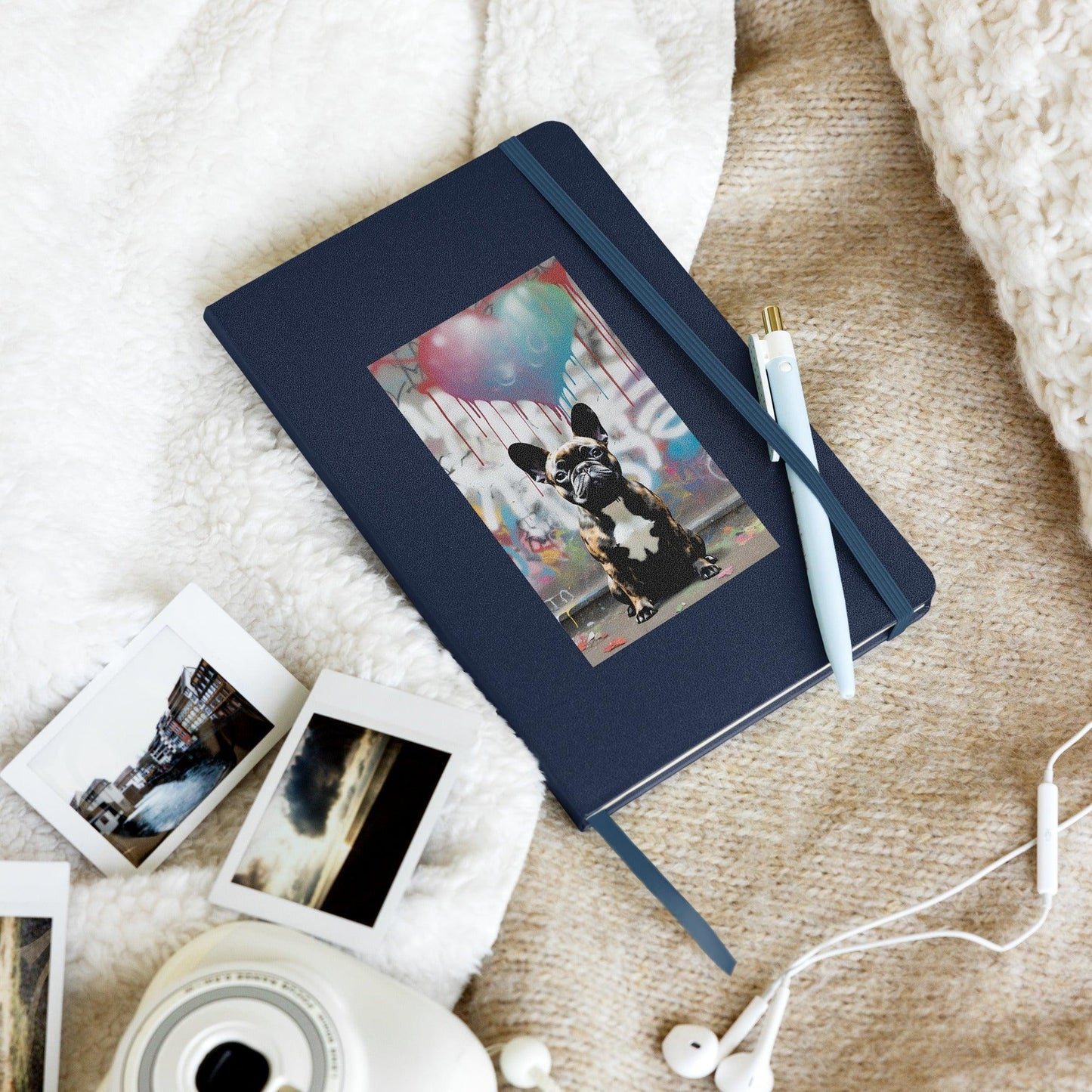 Hardcover bound notebook "Urban Artistry - Stencil-Style Frenchie Street Art " - Frenchie Emporium