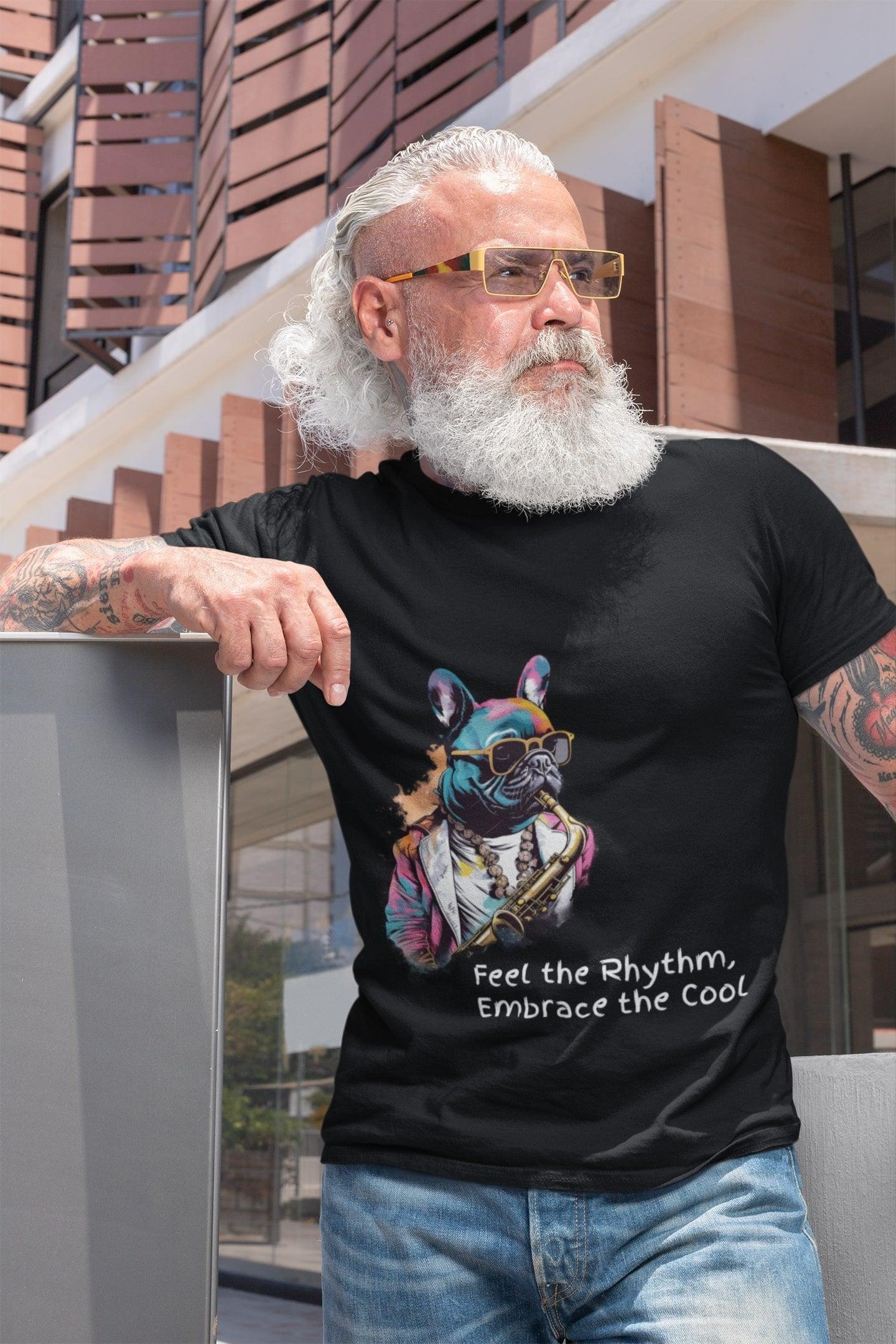 Jazzy Frenchie Saxophonist T-Shirt - Frenchie Emporium