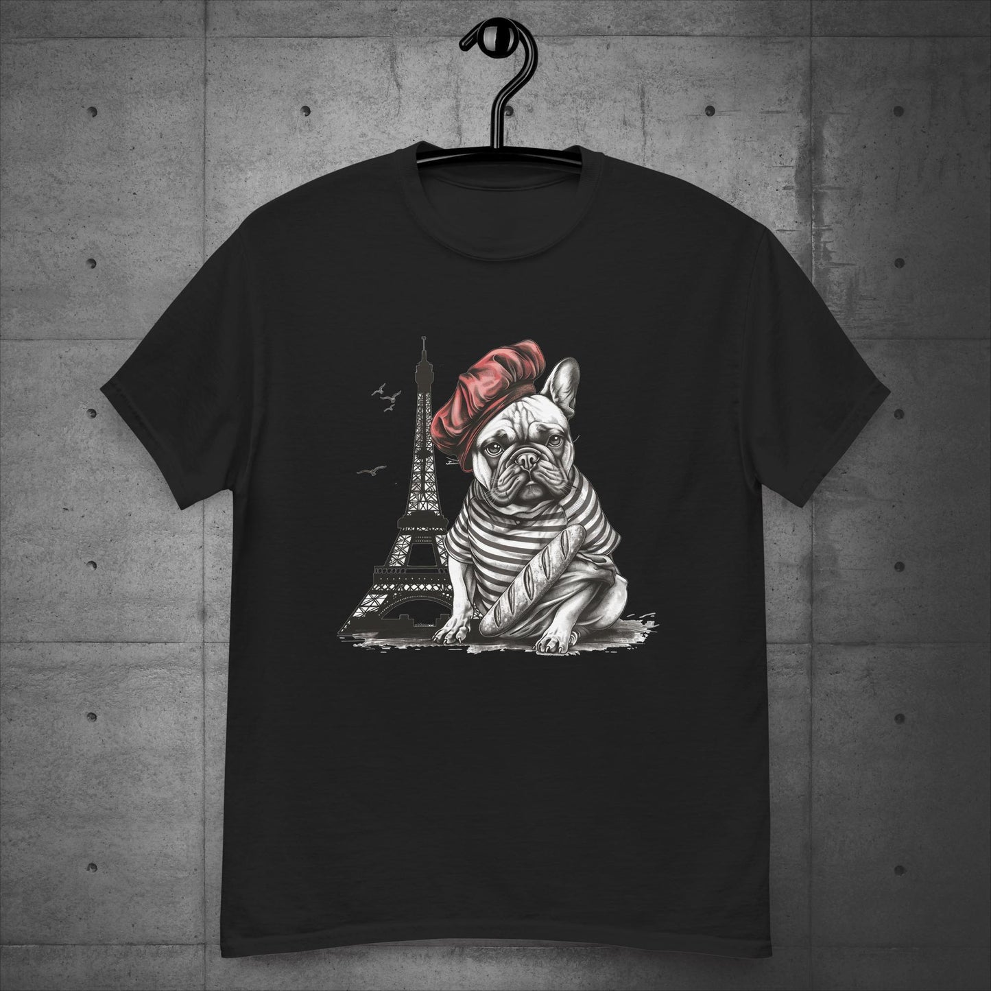 Unisex Frenchie at the Eiffel Tower T-Shirt: - Frenchie Emporium