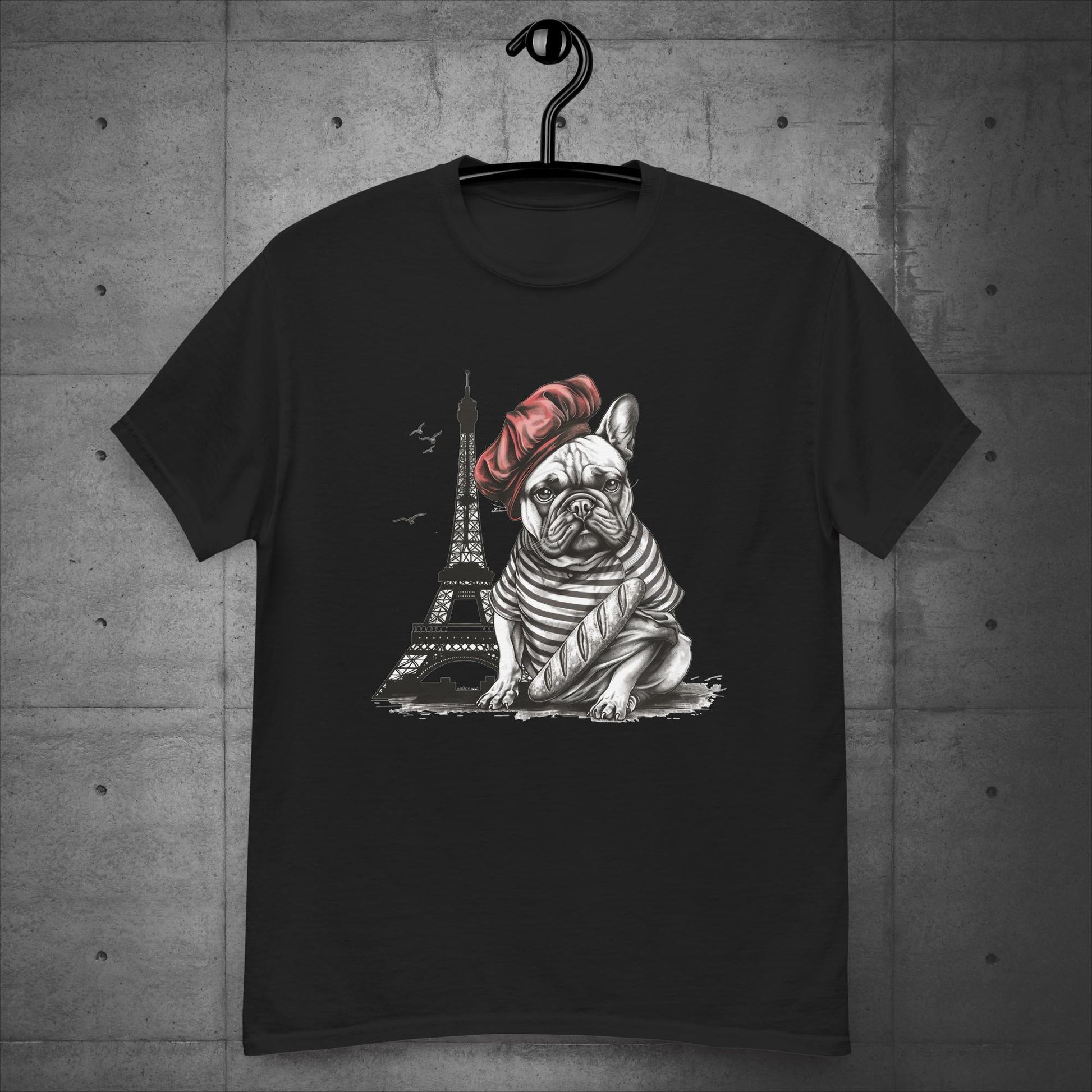 Unisex Frenchie at the Eiffel Tower T-Shirt: - Frenchie Emporium