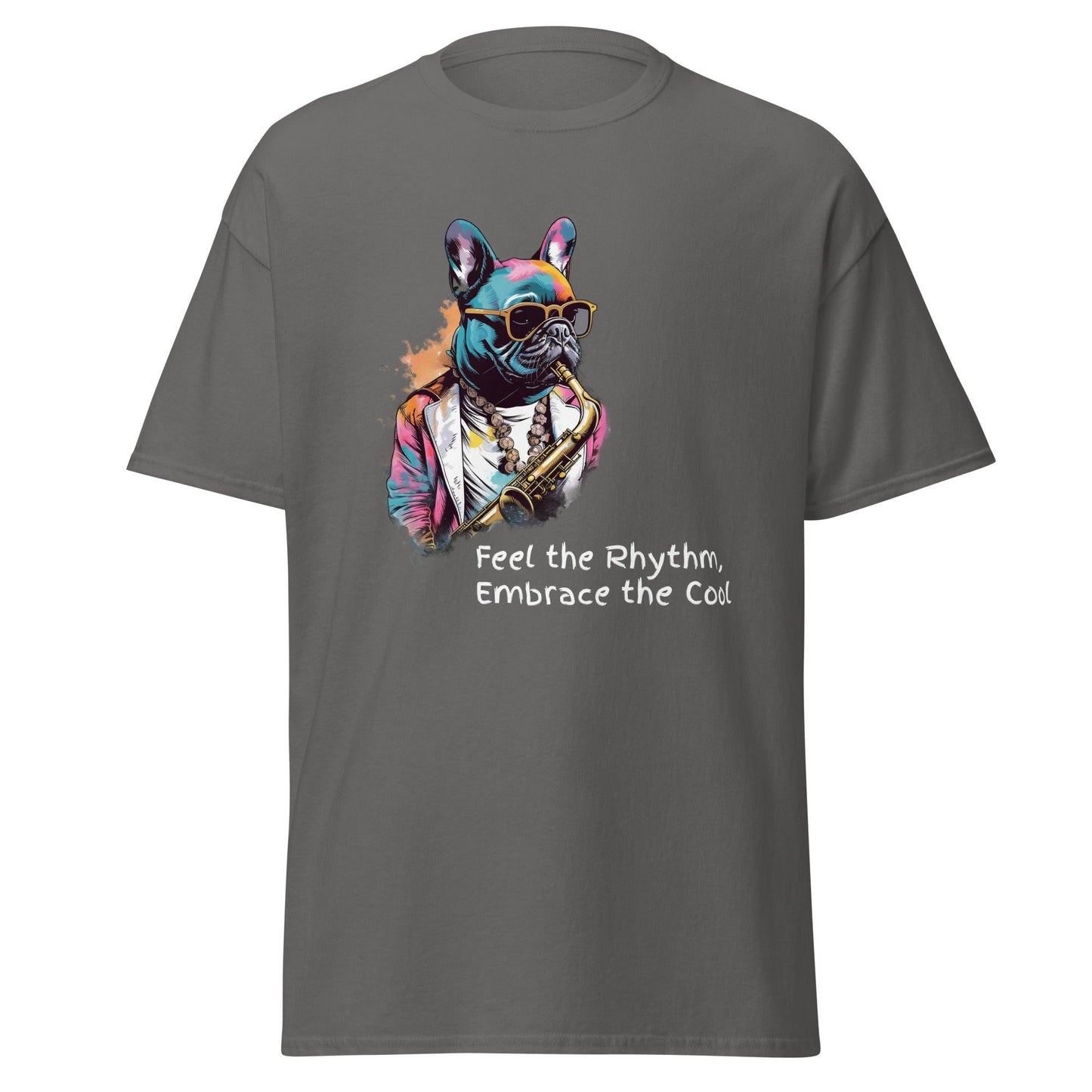 Jazzy Frenchie Saxophonist T-Shirt - Frenchie Emporium
