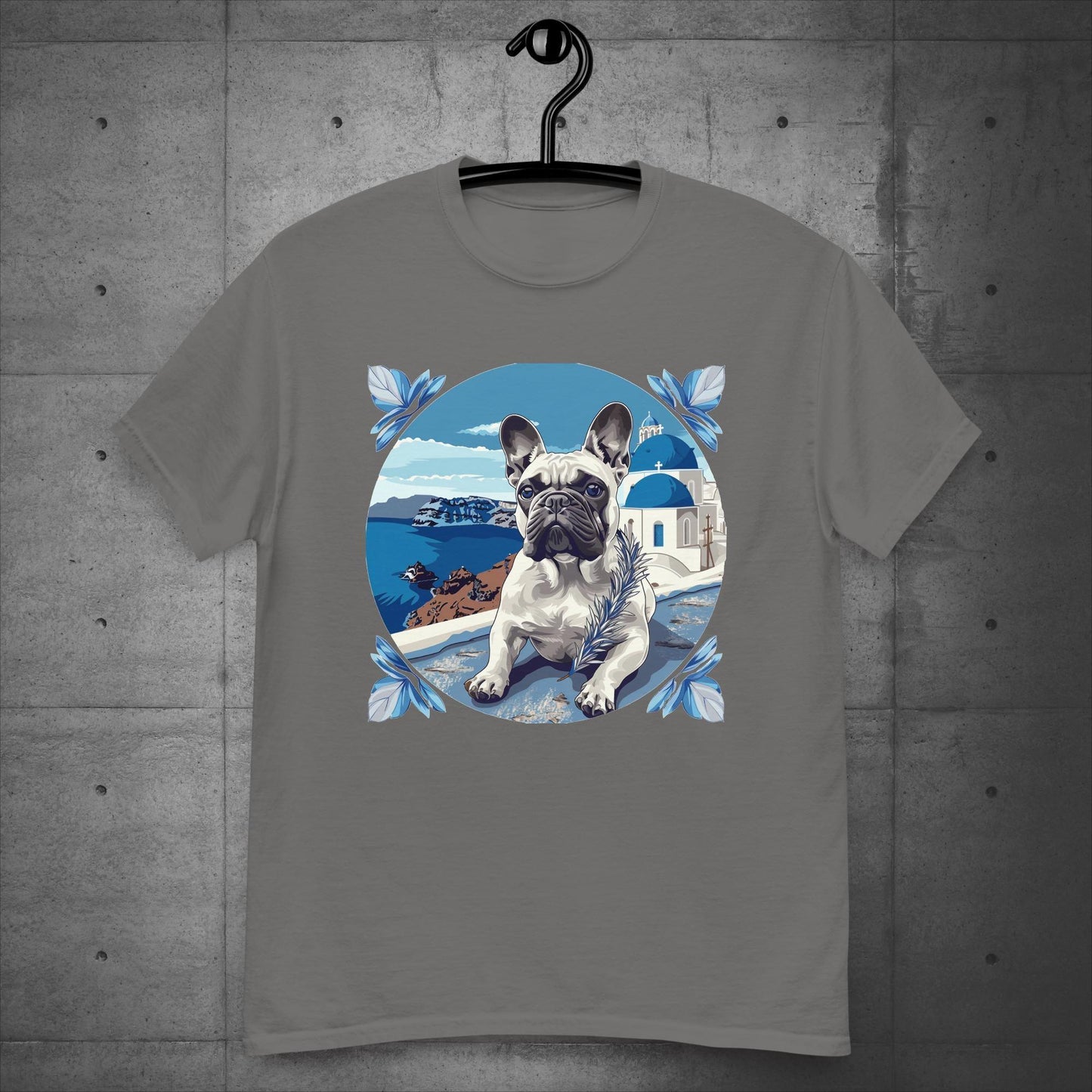 Serene Santorini Frenchie Unisex T-Shirt - Frenchie Emporium