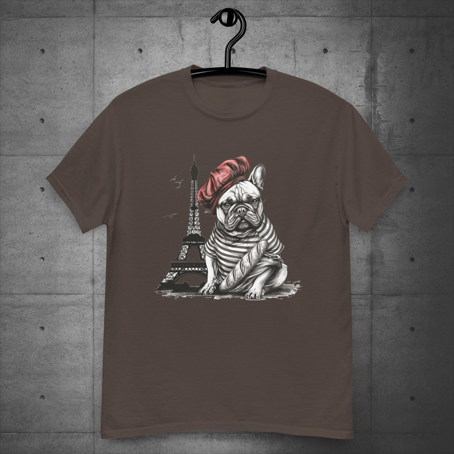 Unisex Frenchie at the Eiffel Tower T-Shirt: - Frenchie Emporium