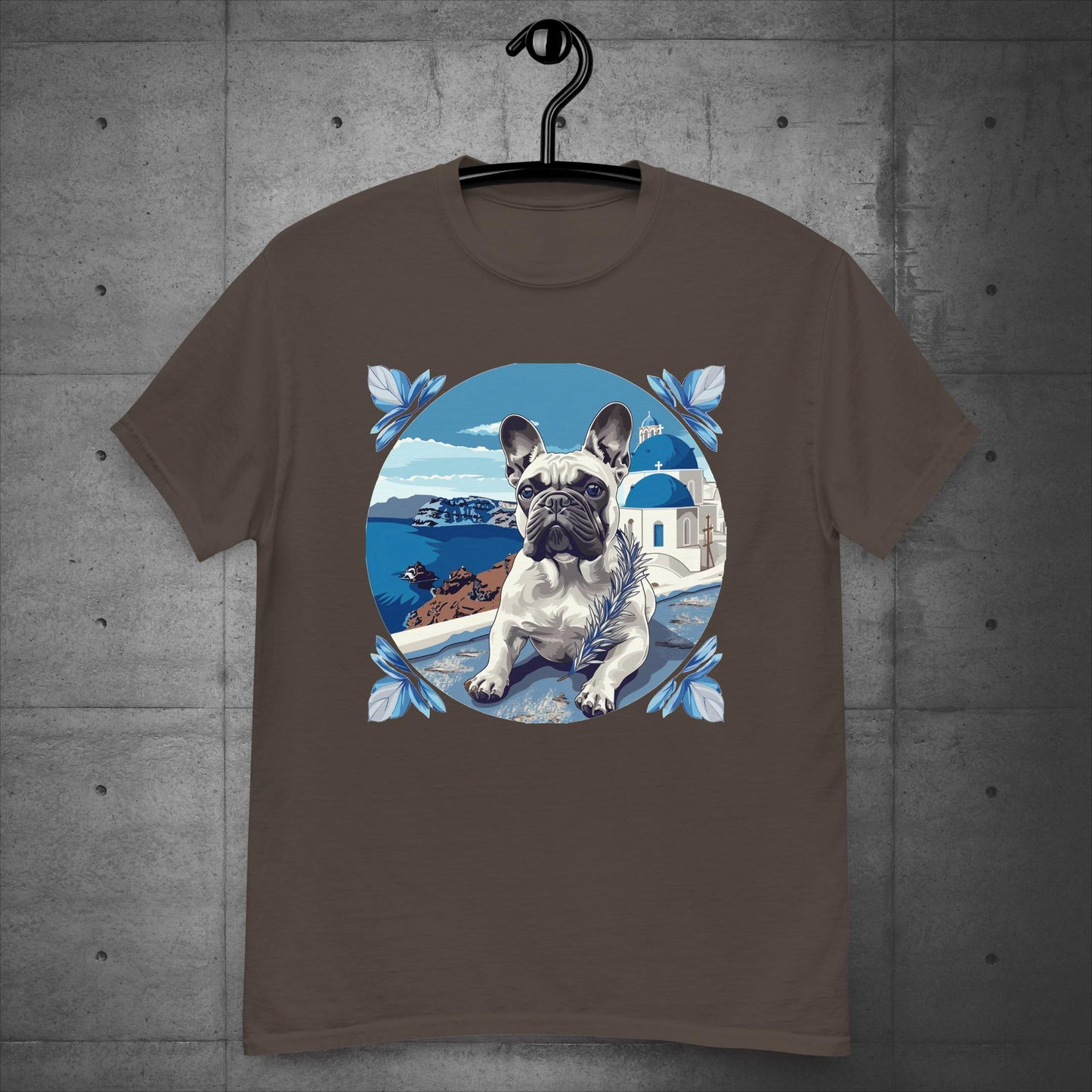 Serene Santorini Frenchie Unisex T-Shirt - Frenchie Emporium