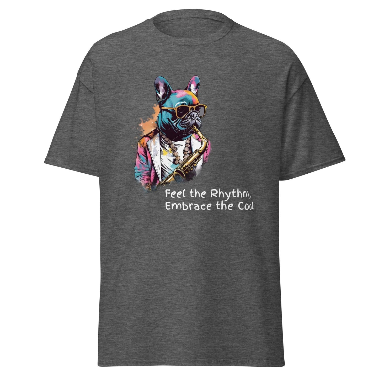 Jazzy Frenchie Saxophonist T-Shirt - Frenchie Emporium