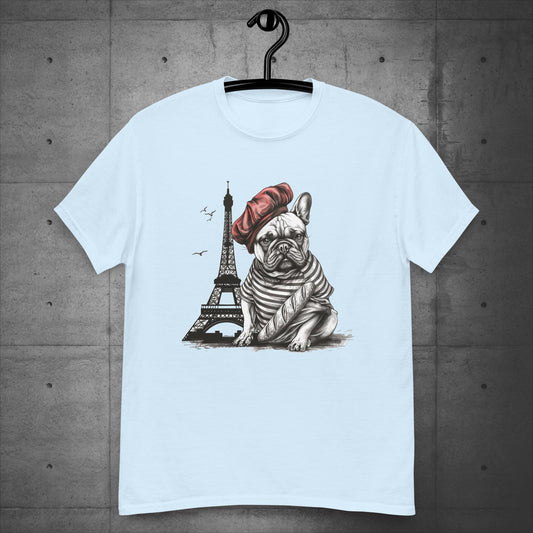 Unisex Frenchie at the Eiffel Tower T-Shirt: - Frenchie Emporium