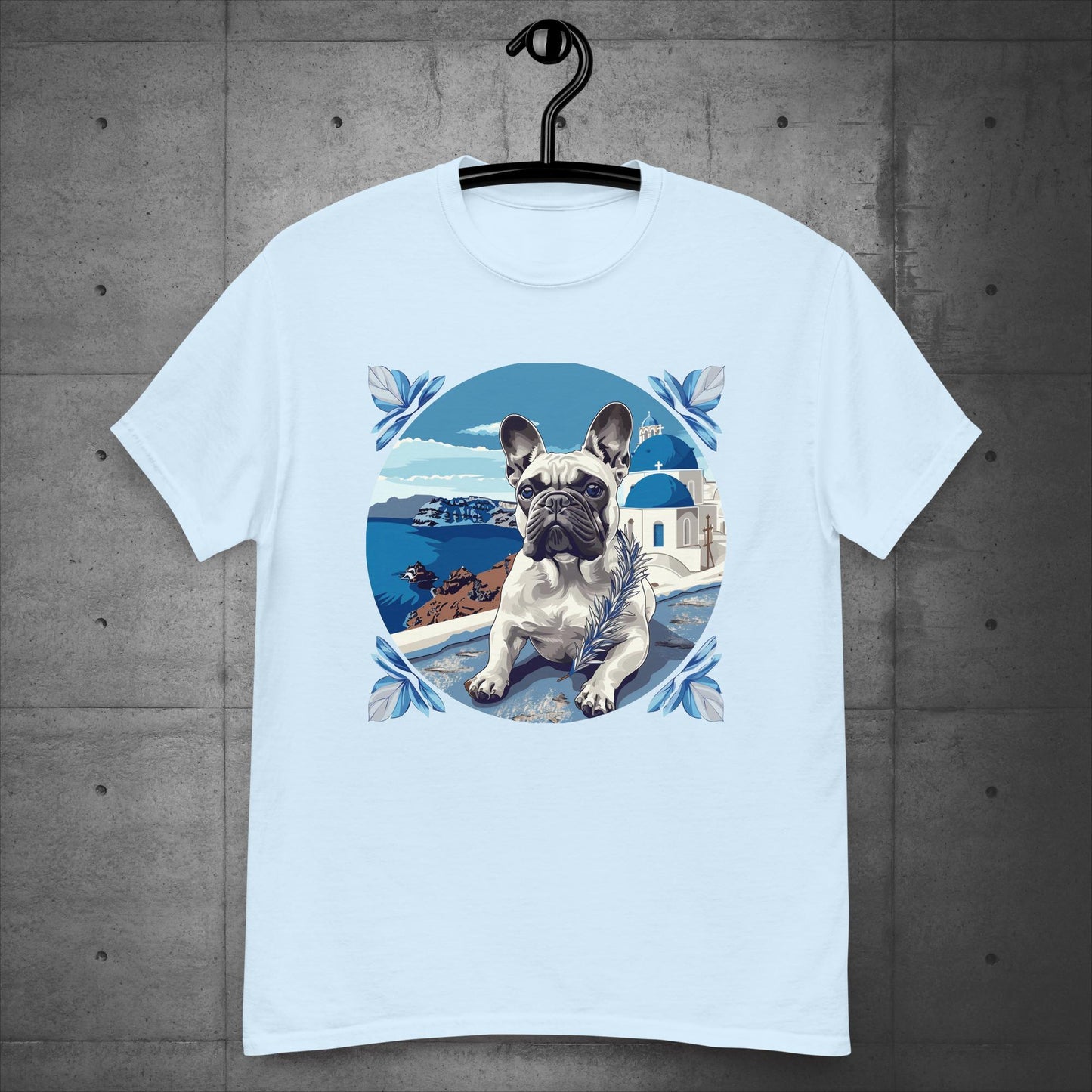 Serene Santorini Frenchie Unisex T-Shirt - Frenchie Emporium