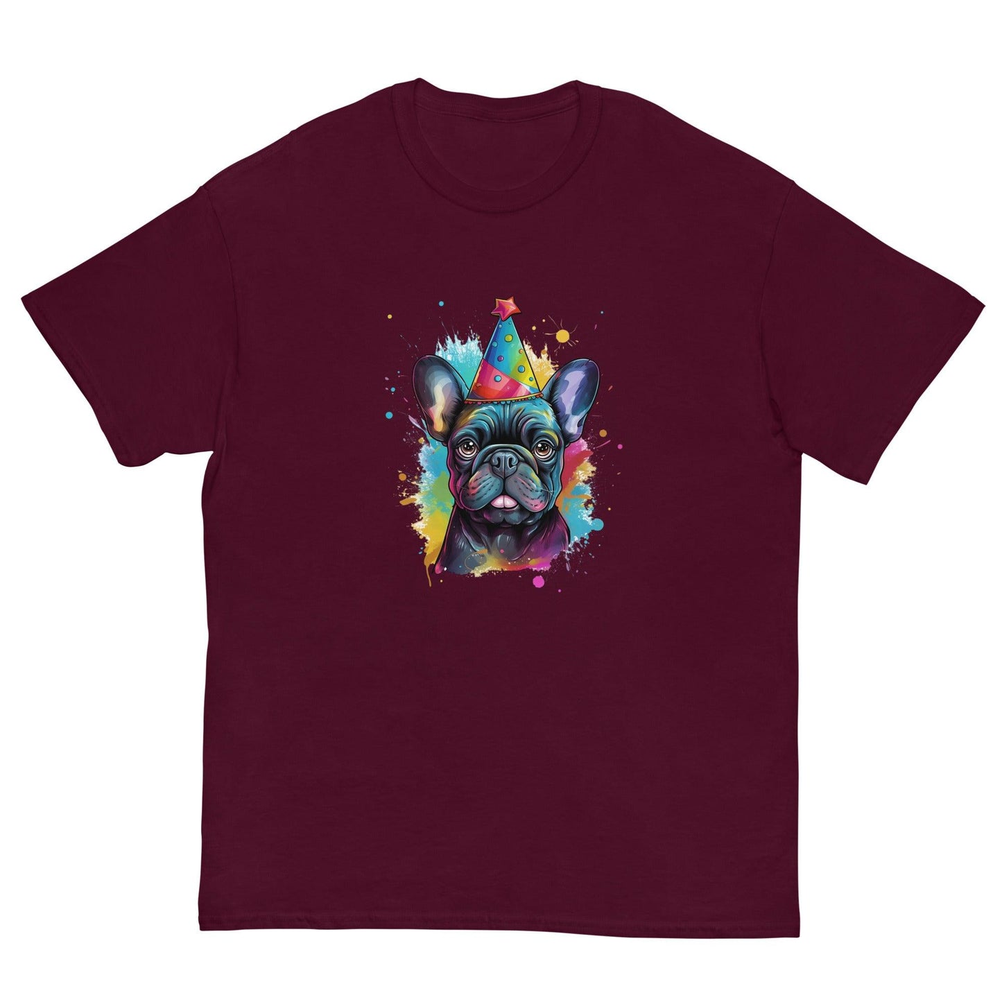 Festive Birthday Frenchie - Joyous Graphic T-shirt - Frenchie Emporium