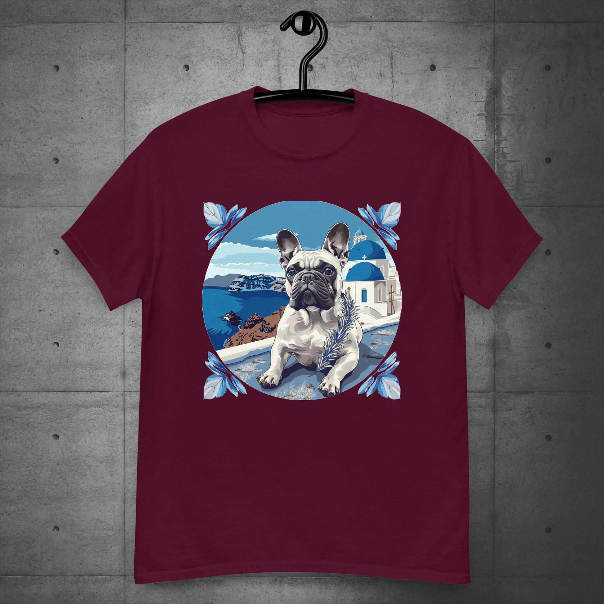 Serene Santorini Frenchie Unisex T-Shirt - Frenchie Emporium