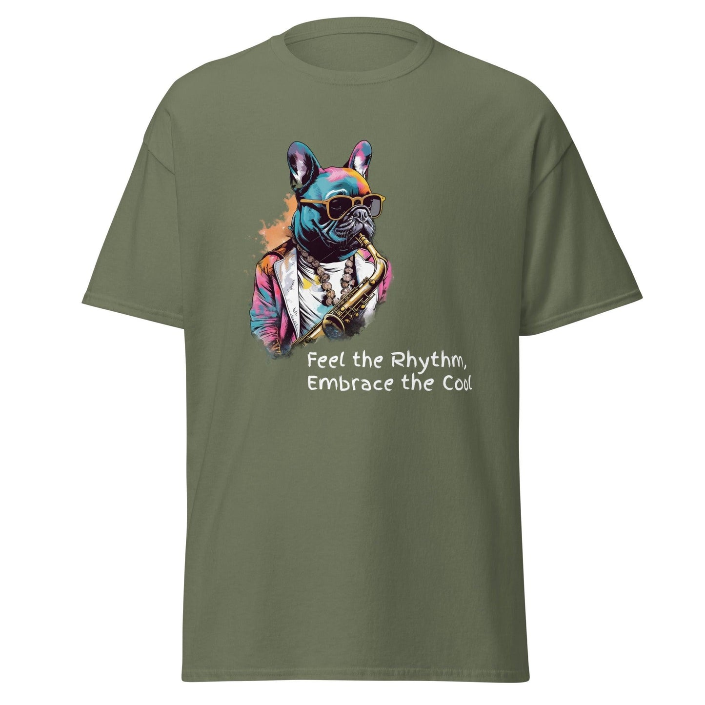Jazzy Frenchie Saxophonist T-Shirt - Frenchie Emporium