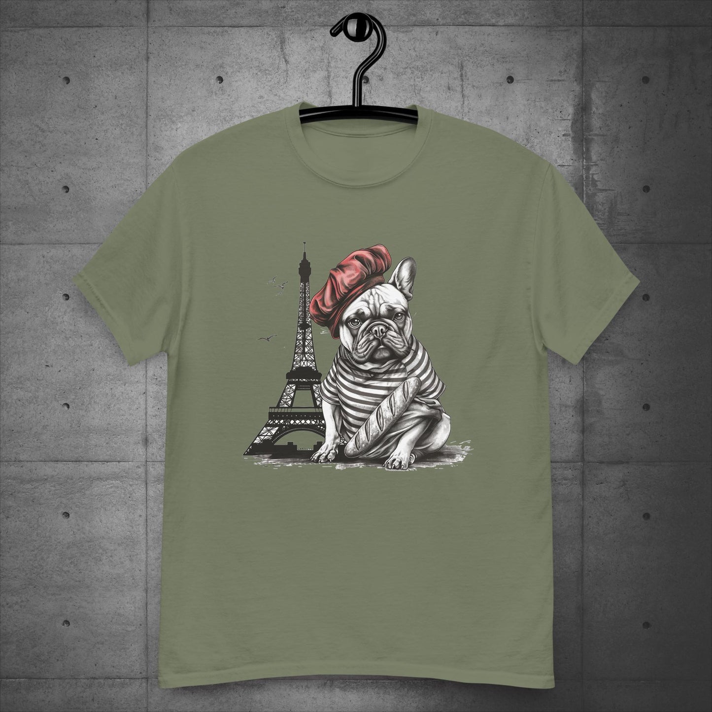 Unisex Frenchie at the Eiffel Tower T-Shirt: - Frenchie Emporium